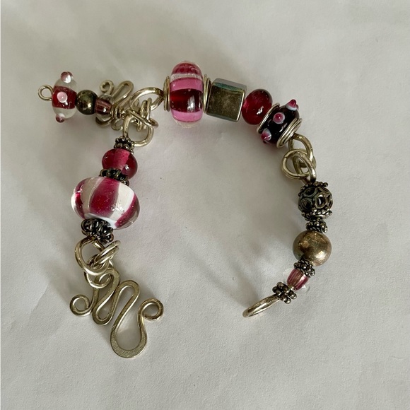 Unique Handmade Silver and Lampwork Glass Beads Bracelet - Picture 10 of 10